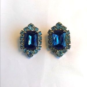 Blue Crystal Clip-On Earrings